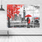 Liebesgemälde auf Leinwand, Valentinstagsgeschenk, Liebesbild, rote Regenschirmkunst, rote Baumwanddekoration, verliebtes Paar, extra große Wandkunst