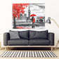 Liebesgemälde auf Leinwand, Valentinstagsgeschenk, Liebesbild, rote Regenschirmkunst, rote Baumwanddekoration, verliebtes Paar, extra große Wandkunst