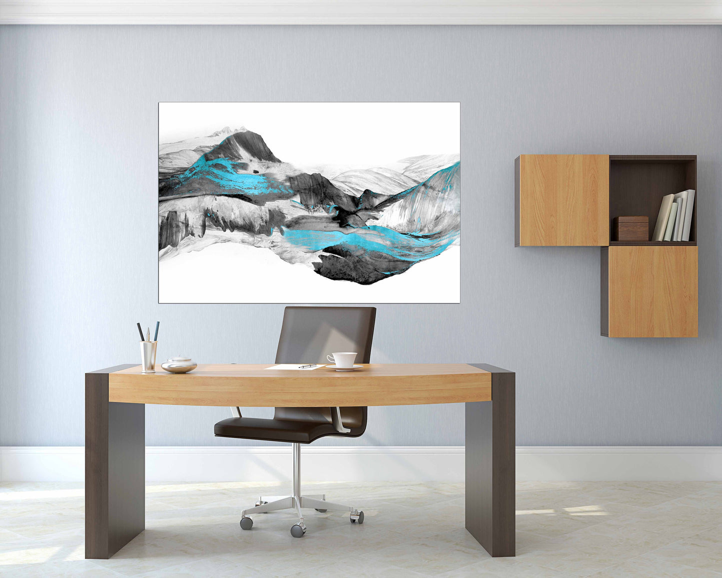 Abstract waves, Abstract wall art paintings on canvas, home wall decor, canvas painting, blue wave abstract, mountain wall art