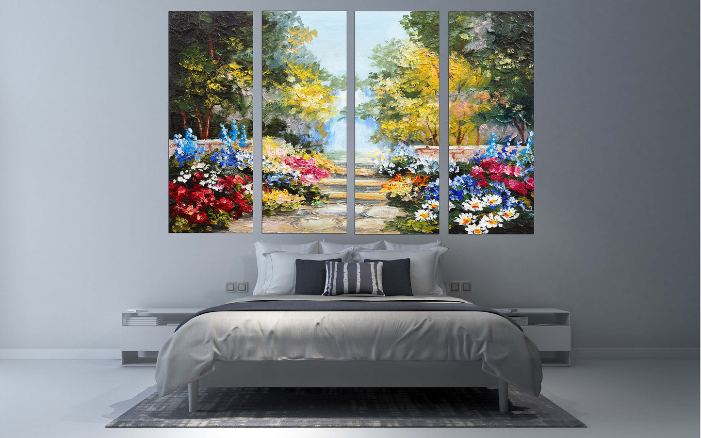 Flower wall decor paintings on canvas, Nature painting, home wall decor, wood wall art, multi panel wall art, landscape painting prints