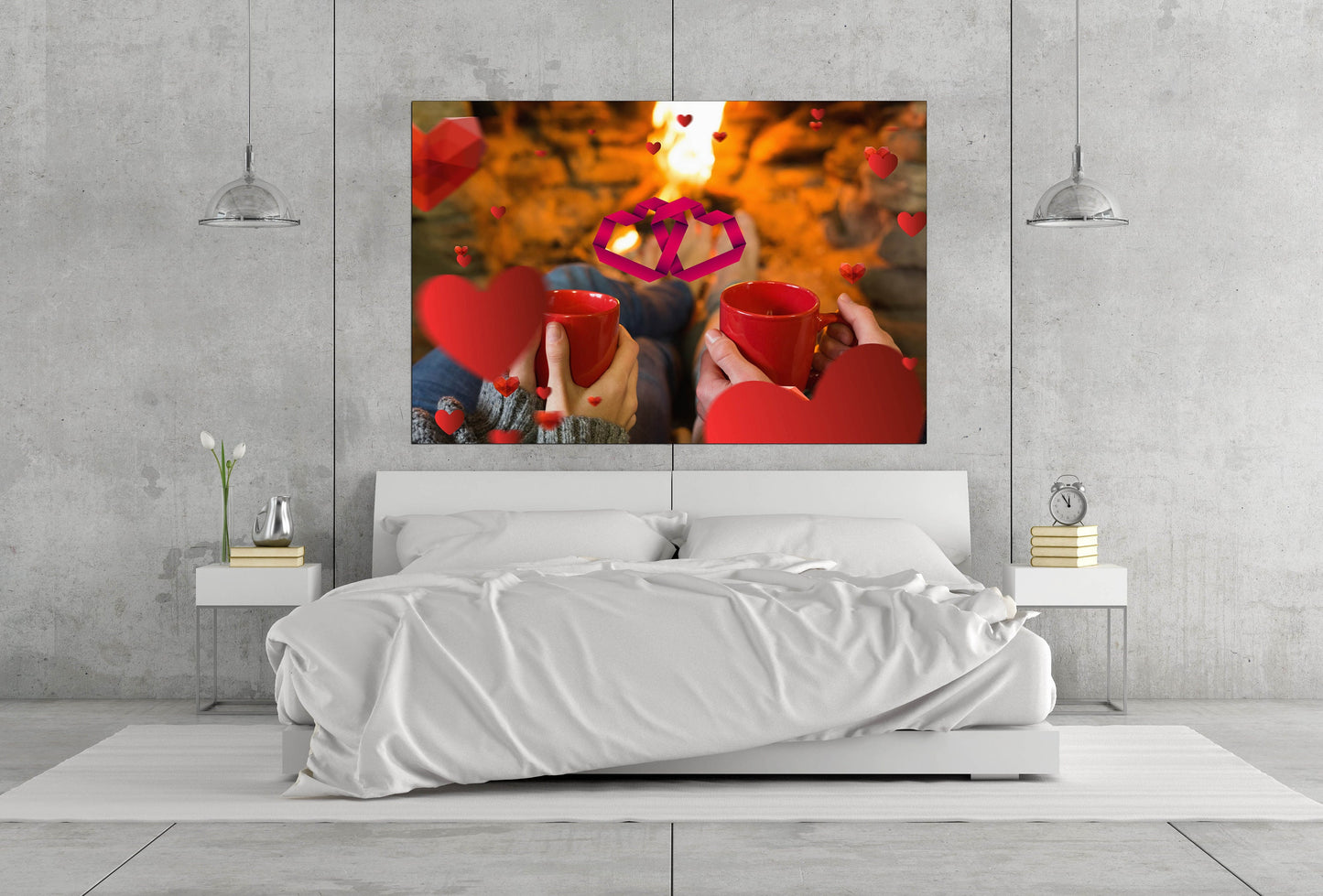 Valentines day gift, red heart wall art, Love paintings on canvas, love picture heart wall decor, love signs for over bed couple in love art