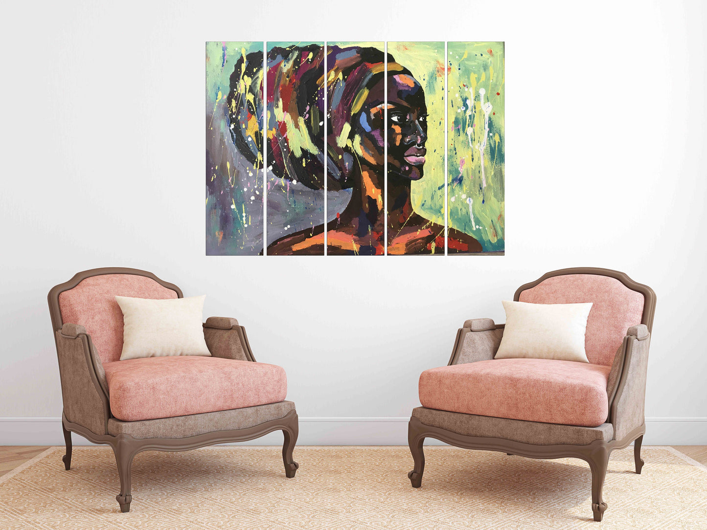 Black woman wall art Afro woman Abstract African wall art African canvas art painting Large wall art Trendy wall art African american art