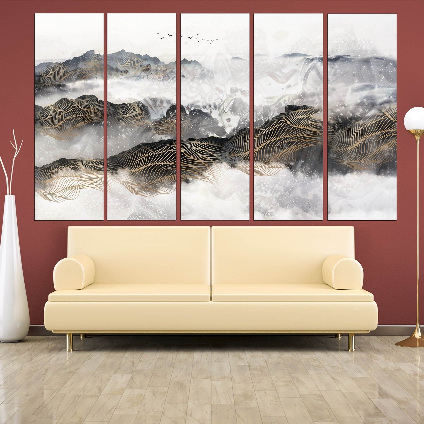 Mountains wall art Abstract wall art paintings on canvas, nature wall art home wall decor, home decor gift, pastel wall art