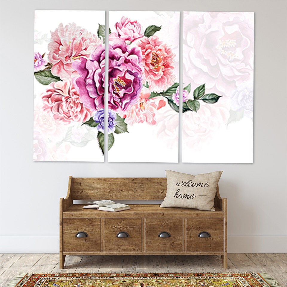 Wall art boho flowers, Botanical paintings, Flowers wall art paintings on canvas,  bouquet of flowers wall art, boho flowers print