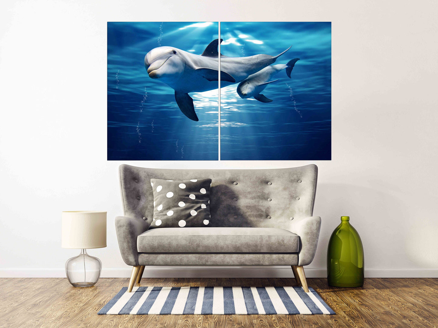 Dolphin wood wall artwall decor canvas painting bright wall art extra large wall art Dolphin canvas art Marine wall art  fish wall art