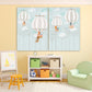 Babyzimmer Wandkunst Spielzimmer Kinder Wanddekoration Junge Ballon Kinderzimmer Bild Heißluftballon Kunst Tiere Druck Mehrteiliges Leinwandgemälde