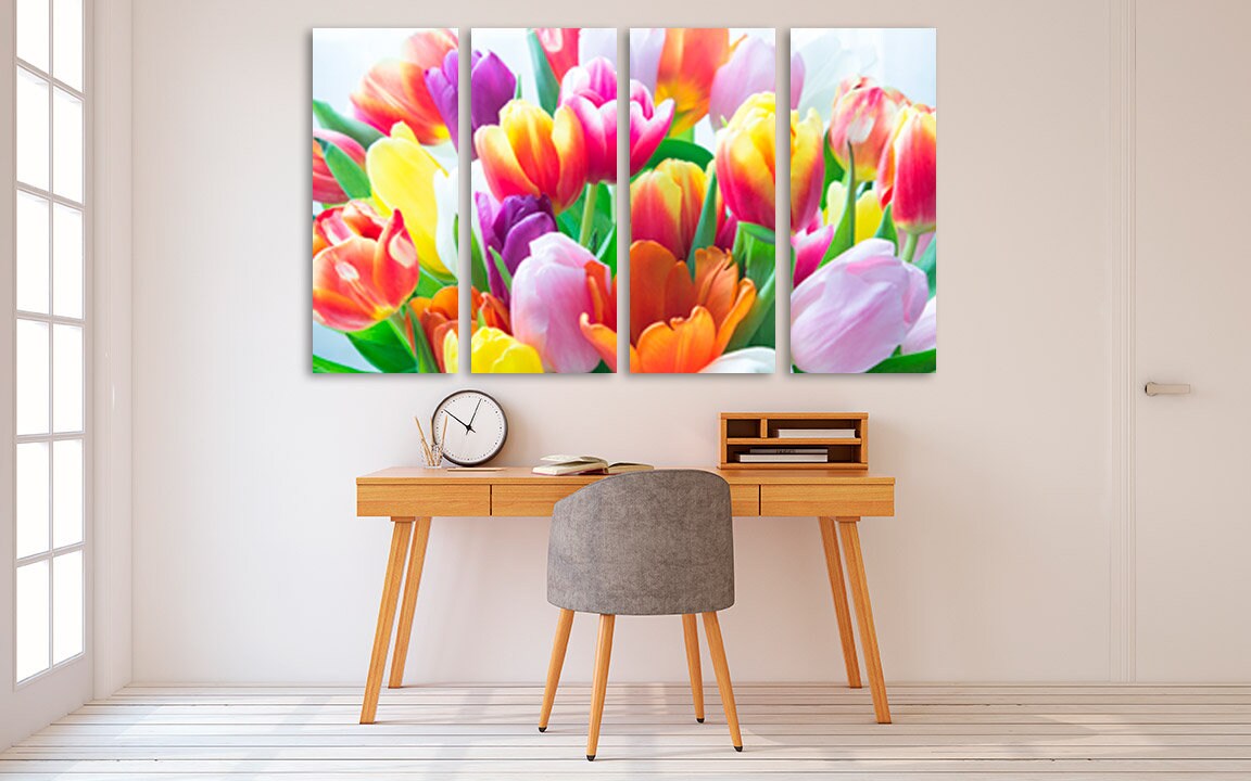 Bouquet of tulips Flowers wall art paintings on canvas home wall decor canvas painting wall hanging decor wall art for bedroom