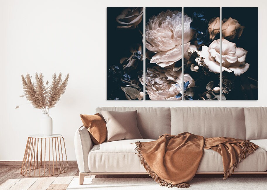 Flowers wall art paintings on canvas, Peony wall art, home wall decor, canvas painting, Wall art boho flowers,  flowers canvas