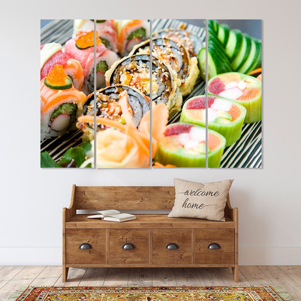 Sushi wall art Kitchen wall decor Kitchen wall art kitchen canvas Extra large wall art Multi panel wall art Canvas wall art