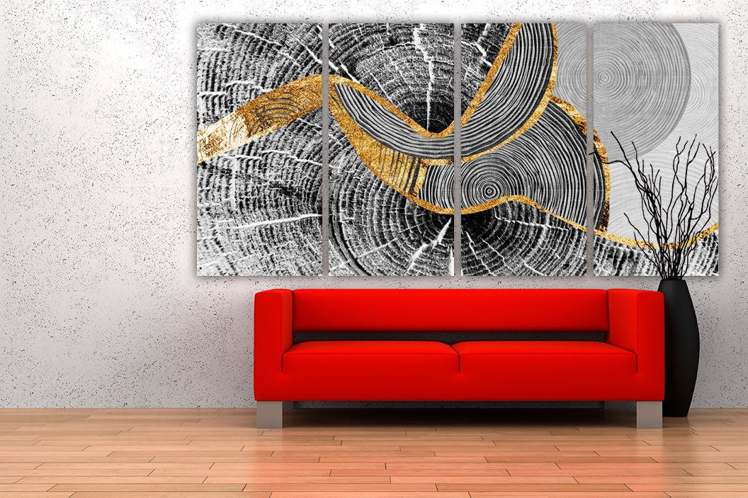 Black and gold abstract wall art Abstract painting Abstract print Abstract canvas Multi panel wall art Housewarming gift