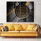 Schwarz-goldene abstrakte Wandkunst-Sets von 4 abstrakten Wandkunstgemälden auf Leinwand, Wohnwanddekor, Leinwandgemälde, moderne abstrakte Kunst