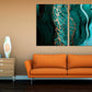 Fluid Art Marmor Wanddekoration Leinwanddruck Abstrakt Extra Große Wandkunst Gemälde Multi Panel Trendy grünes Wohndekor