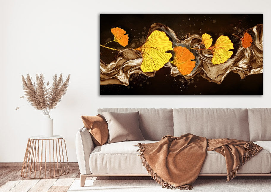 Abstract leaves wall art paintings on canvas Home wall decor Canvas painting Housewarming and wedding gift