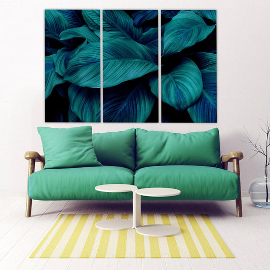 Huge Tropical leaves wall art paintings on canvas Home farmhouse wall decor canvas painting floral canvas wall art