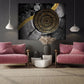 Schwarz-goldene abstrakte Wandkunst-Sets von 4 abstrakten Wandkunstgemälden auf Leinwand, Wohnwanddekor, Leinwandgemälde, moderne abstrakte Kunst
