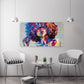 Trendy Schwarze Afrofrau Afroamerikanerin helle Wandkunst Multi Panel extra großes Leinwandbild