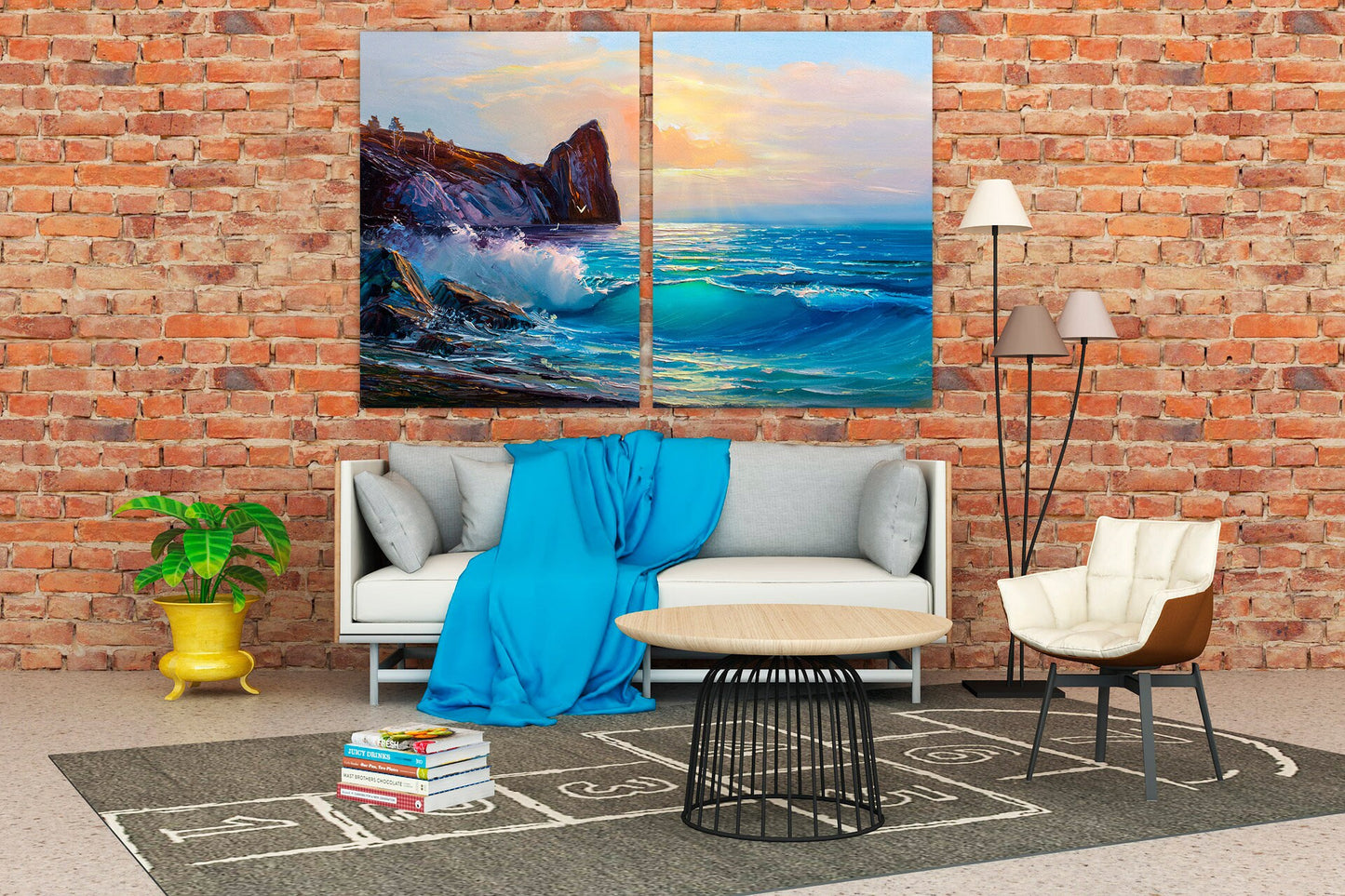 Large wall art sea Wave poster print Seascape Nature wall decor Coastal canvas painting