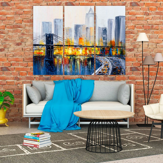 Brooklyn bridge print New york city extra large multi panel wall art American bridge home wall decor framed art print canvas oil painting