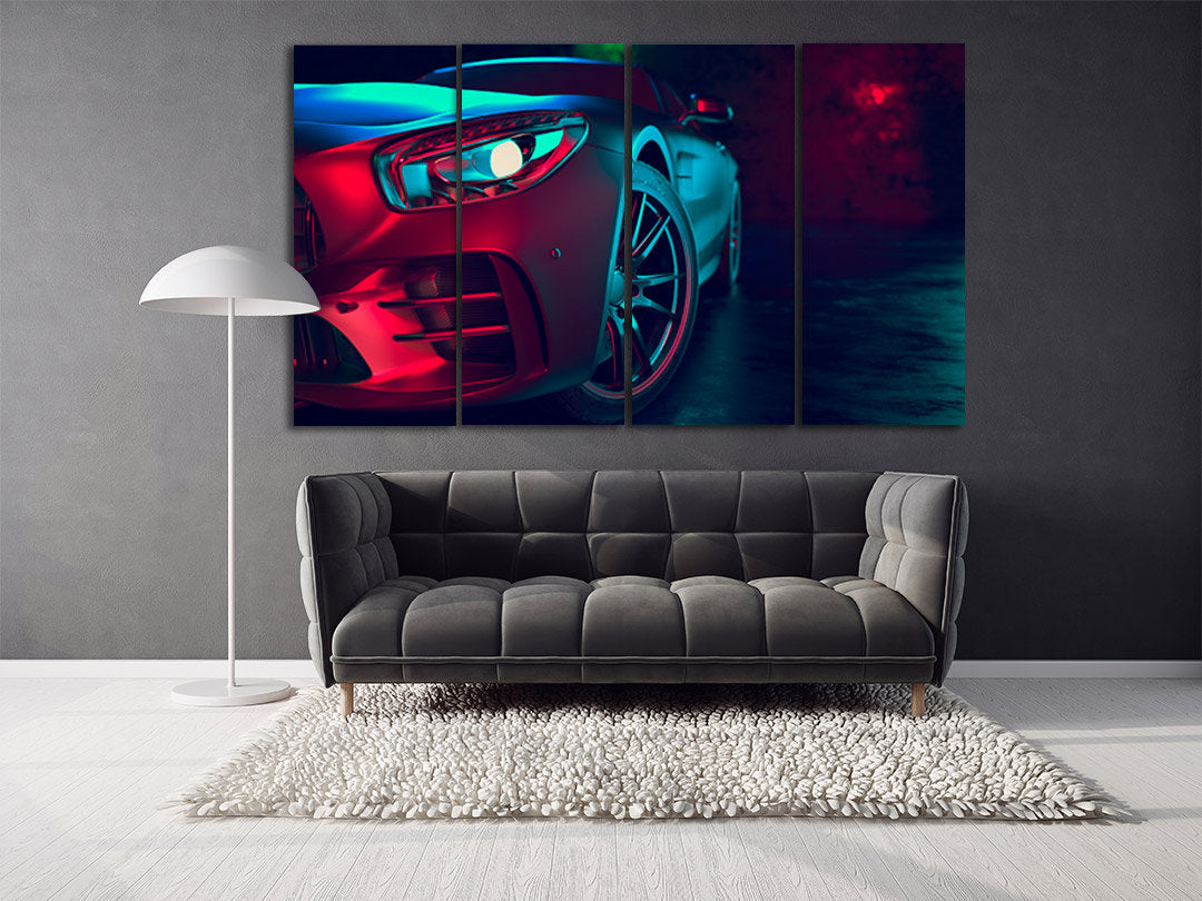 Car horizontal wall art boy nursery wall decor framed canvas paintings bedroom wall decoration multi panel printable wall art set