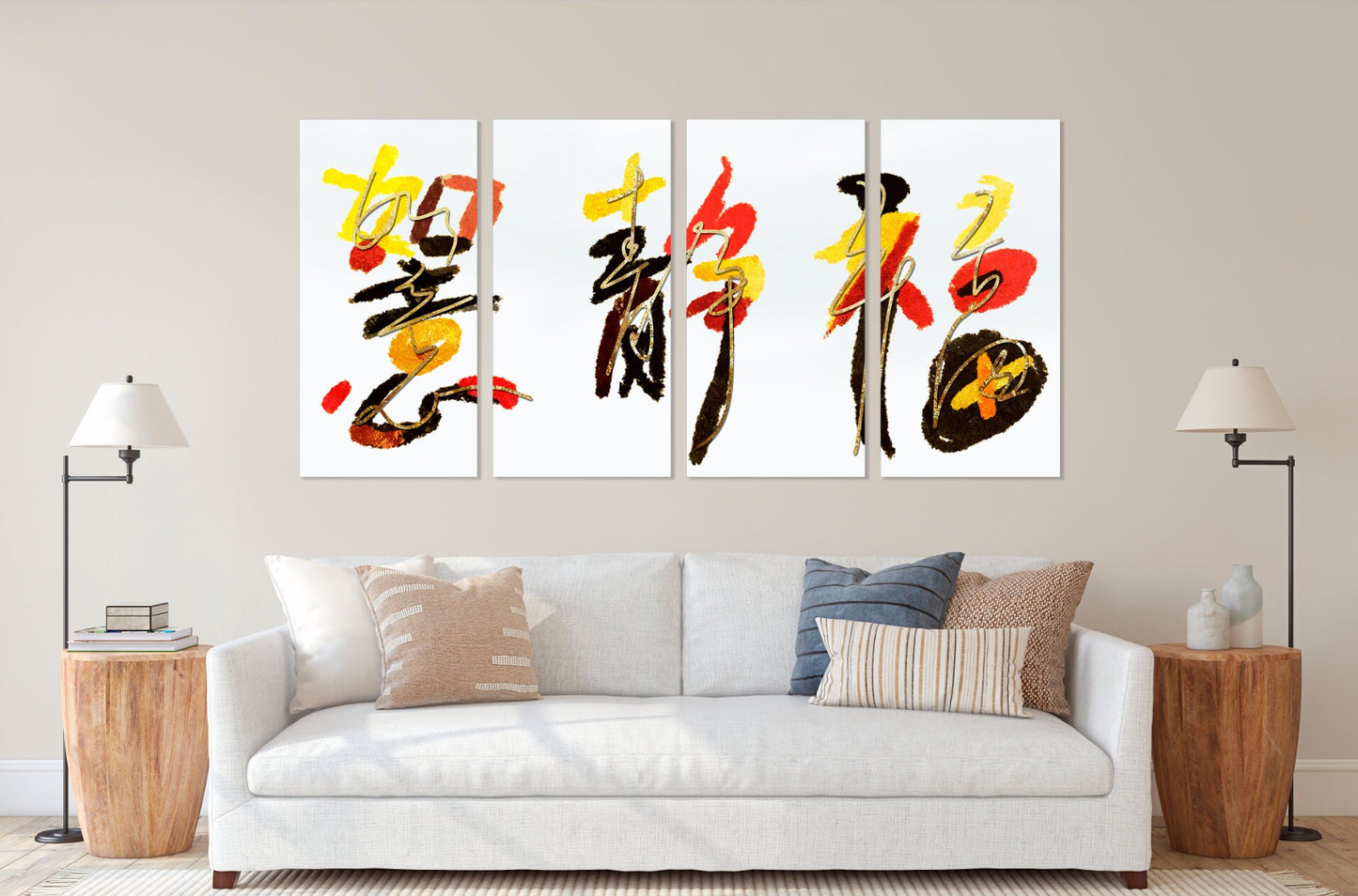 Japanese wall art Asian wall art Chinese wall art Canvas painting Large panel wall art Picture frames Home wall decor 3 piece frame canvas