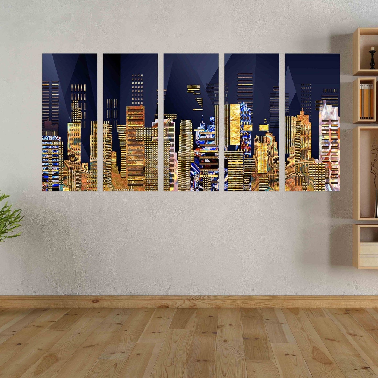 Night city Wall collage kit City at night decor Canvas painting Extra large multi panel wall art Picture frames Home wall decor picture