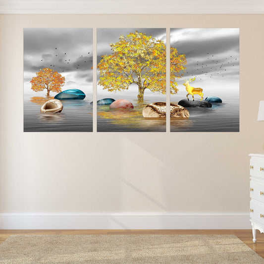 Tree of life Lake painting original art lake Wall collage kit Canvas painting Large panel wall art Picture frames Home wall decor picture