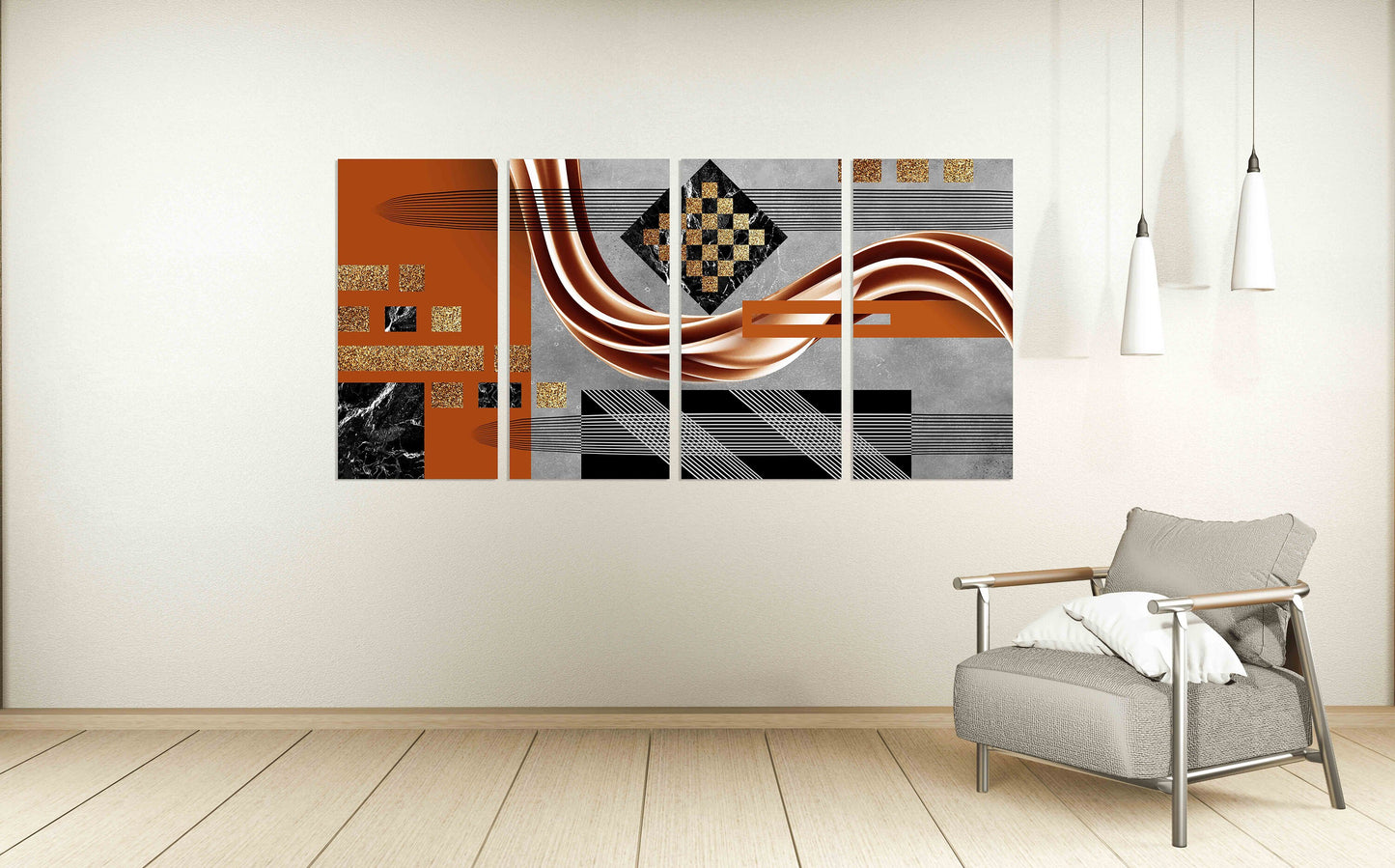 Home wall decor Canvas painting Large panel wall art Picture frames Checkered decor Abstract expressionist