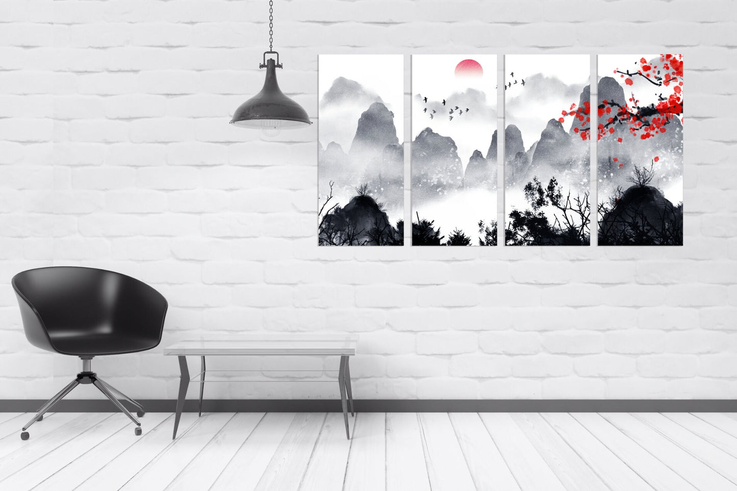 Sakura blossoms Outdoors mountains wall art Home wall decor Rocks and mountains 3 piece frame canvas Mountains posters