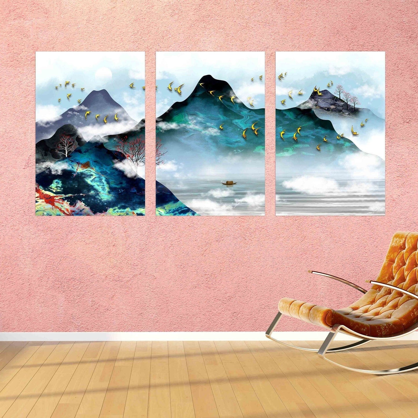 Smoky mountains wall art Blue ridge mountains wall art 3 panel canvas Outdoors mountains Rocks and mountains Canvas painting Home wall decor