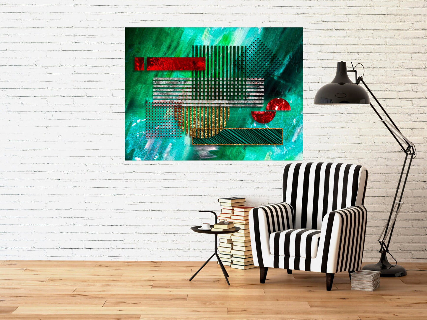 Emerald Green Decor Modern abstract art 3 piece frame canvas Multi panel canvas Wall art Canvas painting Abstract wall art Home wall decor