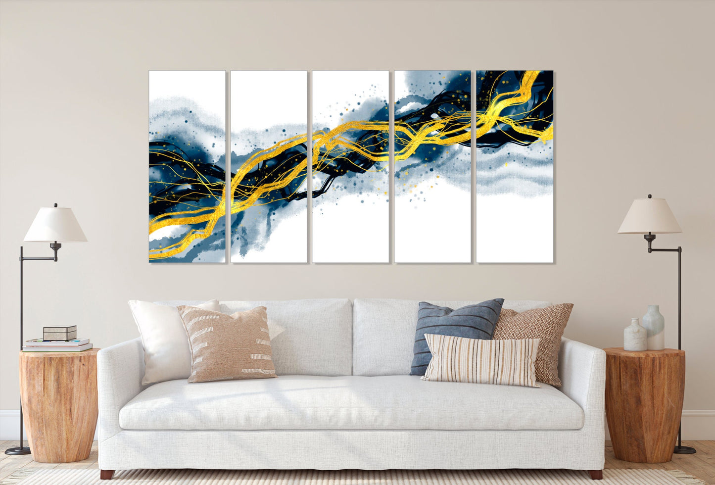 Canvas wall art Modern abstract wall art calm horizontal art Multi panel canvas room wall decor Abstract painting Extra large wall art