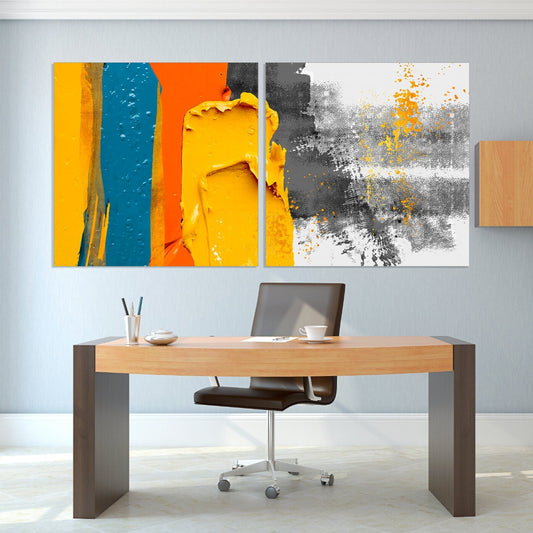 Pour painting Bright large wall art Modern abstract art Multi panel canvas Abstract wall art Abstract painting Extra large wall decor