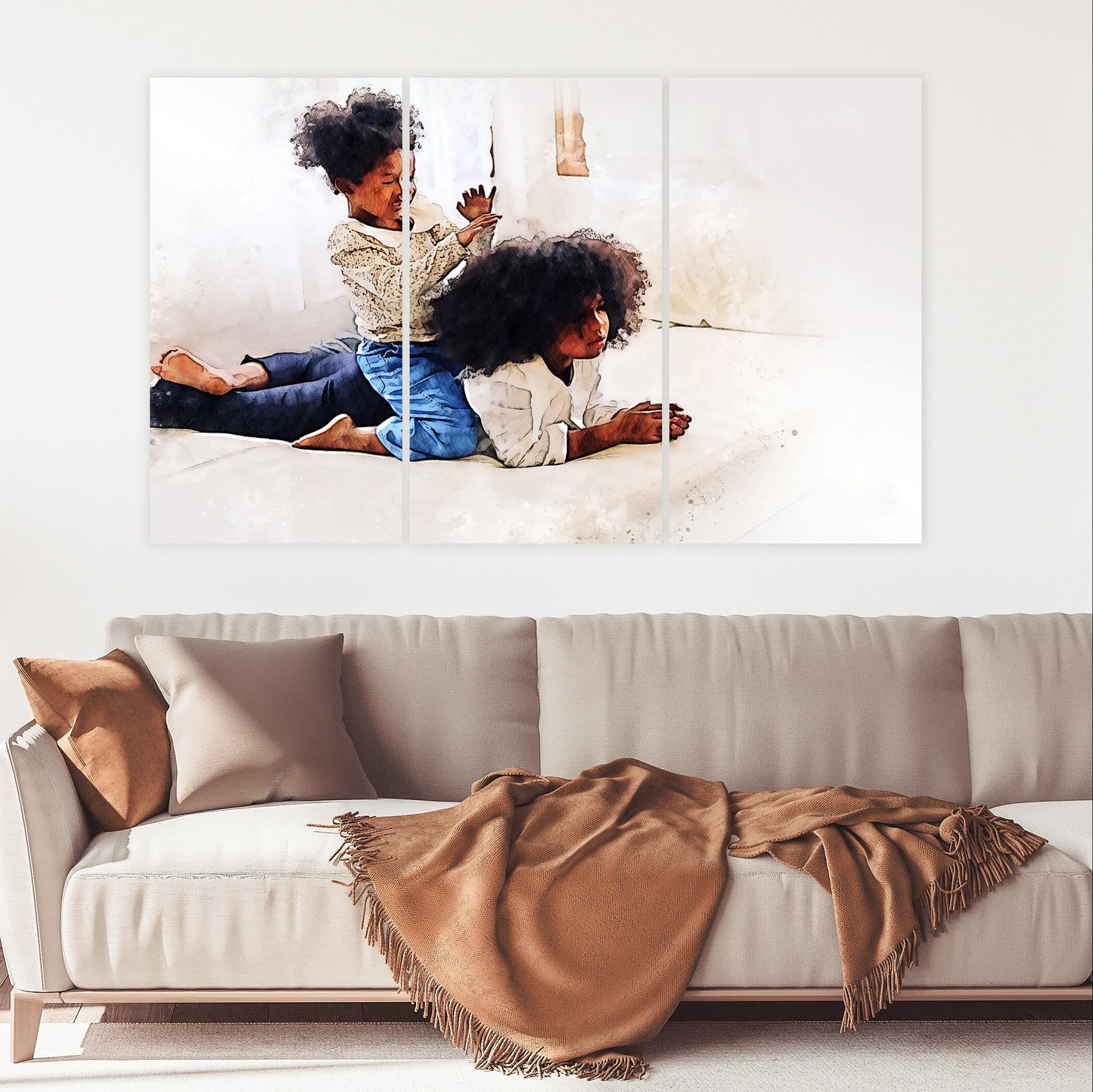 Contemporary african american art Trendy Black Afro woman wall art multi panel extra large canvas art painting