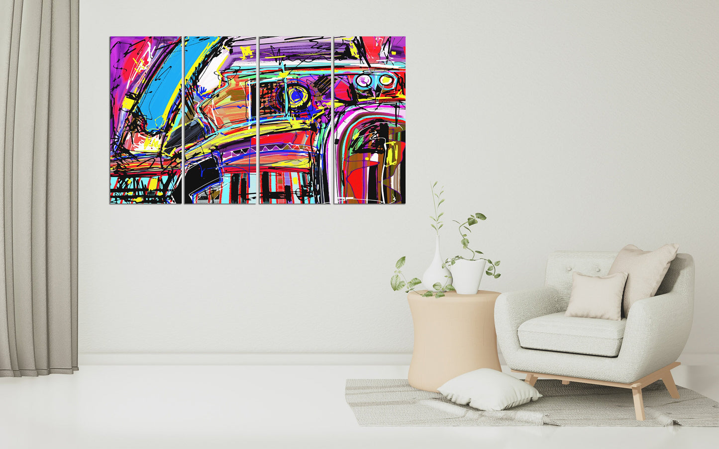 Graffiti wall art canvas paintings, trendy wall art, abstract street art print, graffiti poster, modern multi panel wall art