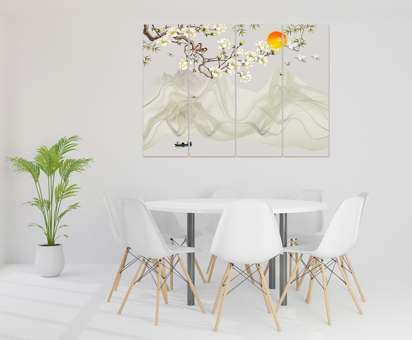 Sakura wall art deco, flower wall art, japanese wall art, asian wall art, extra large wall art, floral canvas painting, calm horizontal art