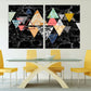 Black marble wall art, abstract geometric canvas paintings, huge multi panel canvas wall art dark