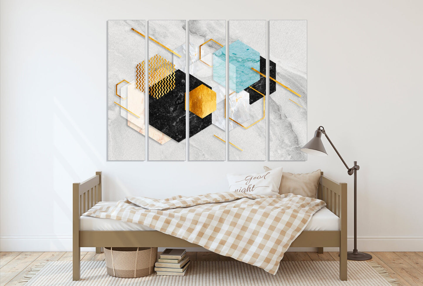 Blue gold wall art, marble minimalism abstract wall art, geometric art print, trend wall decor, extra large canvas painting