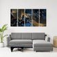 Blue gold abstract painting, trendy abstract canvas wall art print, multi panel extra large wall art