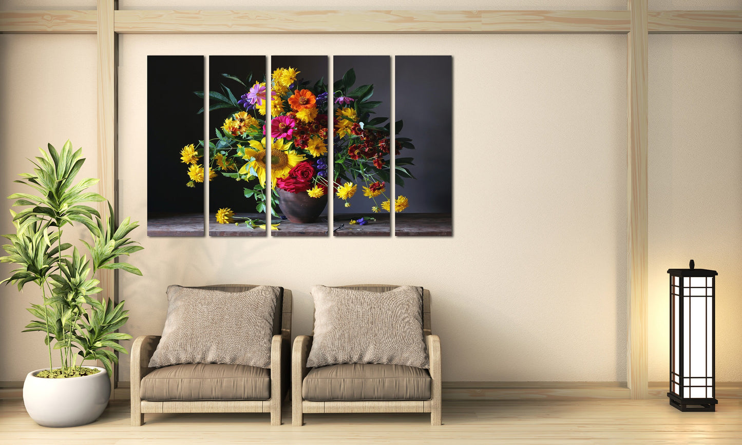 Floral canvas paintings, flowers farmhouse wall decor, botanical paintings, extra large canvas wall art