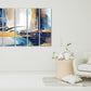 Blue yellow wall art, extra large horizontal wall art, modern abstract canvas painting, multi panel abstract print