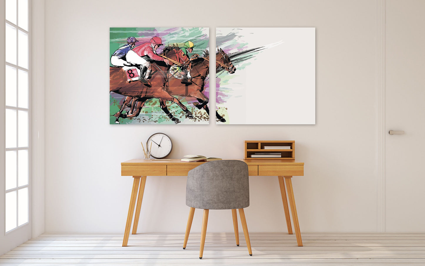 Horse racing art, horse wall art, amazing hand drawn horse paintings on canvas, canvas painting, decorative gift, fathers day gift