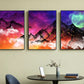 Set of 3 colorful nature floater frame wall art, extra large framed landscape artwork, mountains wall art, modern living room canvas print