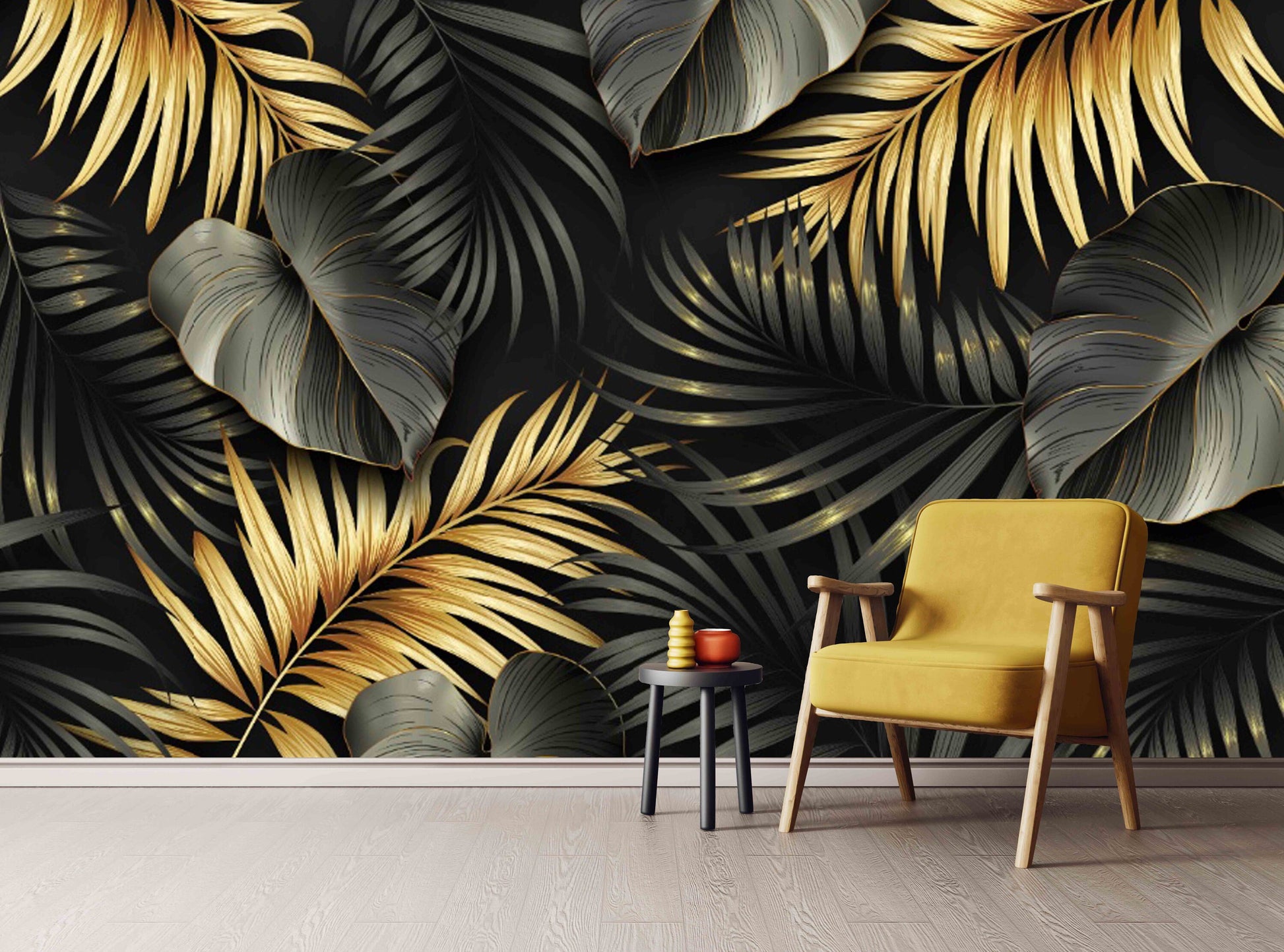 Tropical Leaf Removable Textured fabric peel and stick wallpaper modern vinyl wall mural living room wall decor bedroom covering decoration