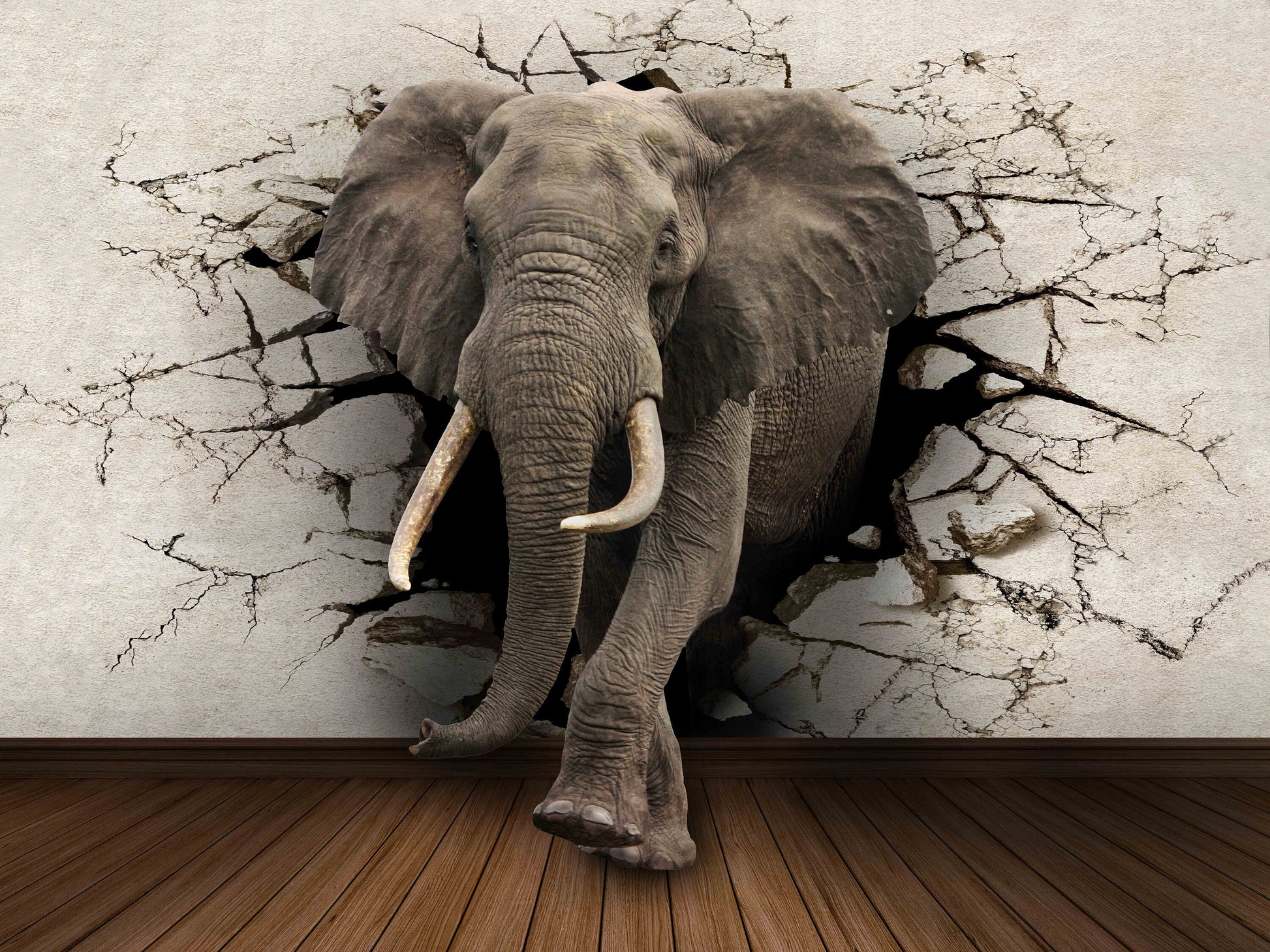 Elephant 3d wallpaper peel and stick wall mural, modern nursery wallpaper animals, removable wallpaper, canvas wallpaper, vinyl wallpaper