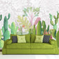 Cactus wall art Cactus print Tropical wallpaper Leaf Removable wallpaper Textured wallpaper fabric wallpaper modern wallpaper