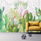 Cactus wall art Cactus print Tropical wallpaper Leaf Removable wallpaper Textured wallpaper fabric wallpaper modern wallpaper