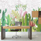 Cactus wall art Cactus print Tropical wallpaper Leaf Removable wallpaper Textured wallpaper fabric wallpaper modern wallpaper