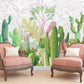 Cactus wall art Cactus print Tropical wallpaper Leaf Removable wallpaper Textured wallpaper fabric wallpaper modern wallpaper