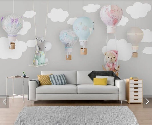 Nursery Cloud wallpaper Peel and stick mural Removable wallpaper Boy nursery decor wall print art Textured vinyl wallpaper wall decoration