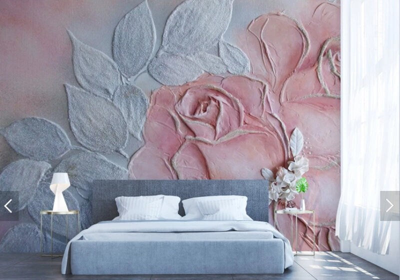 Rose wall art Flowers wallpaper Floral Peel and stick wallpaper Textured wallpaper adhesive wallpaper Botanical removable wallpaper